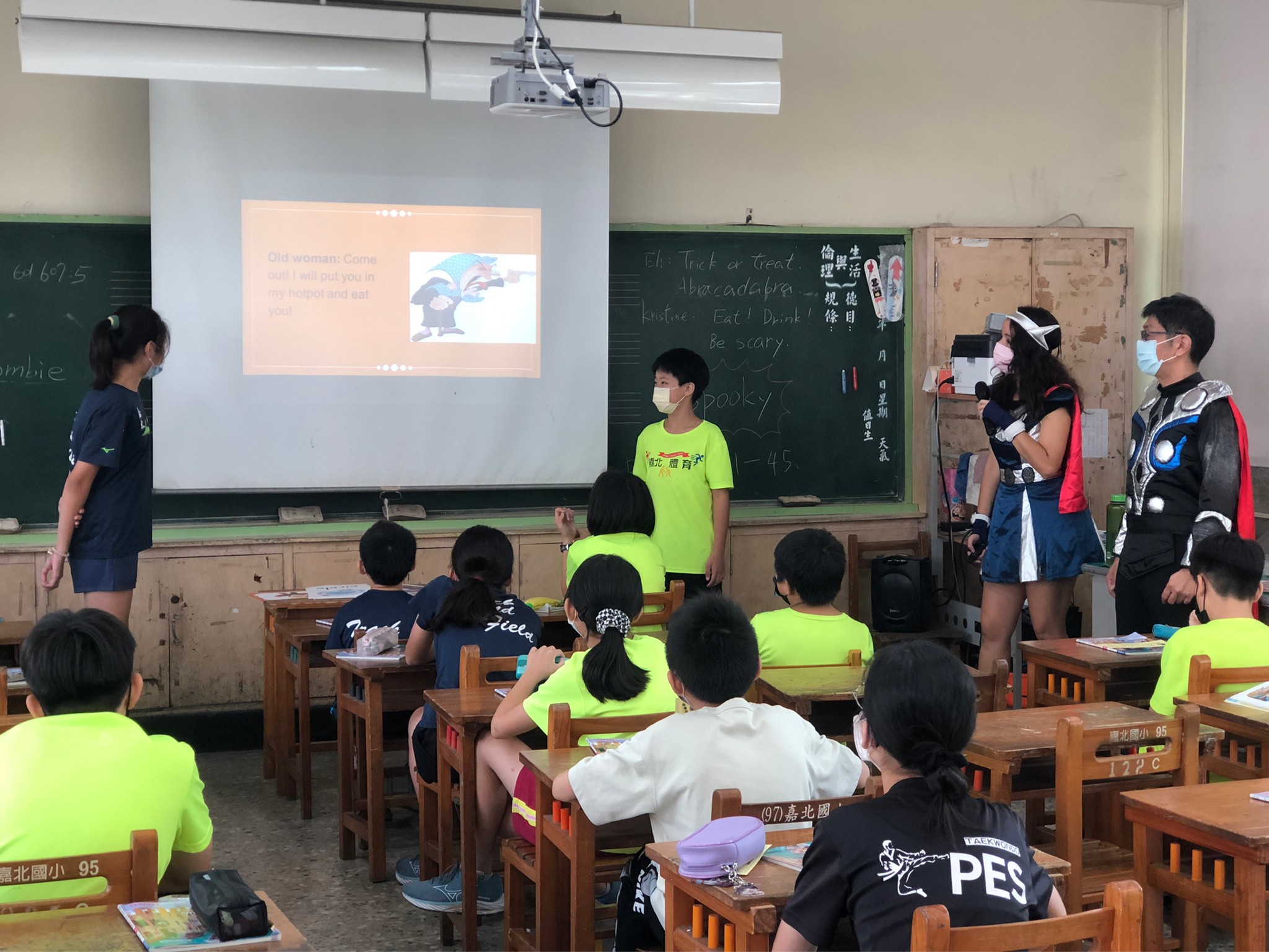 Students come to the stage to tell the story