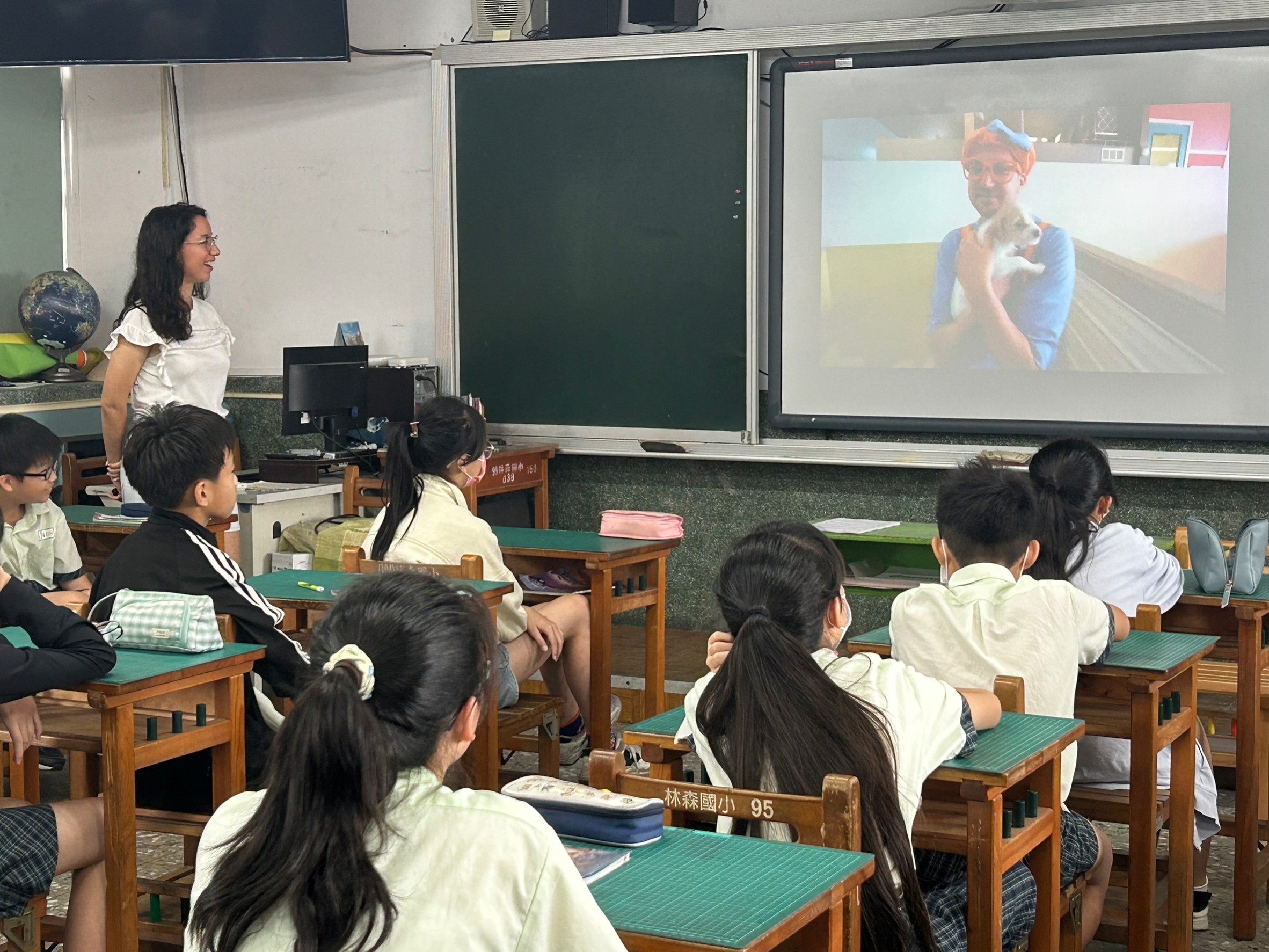 Students are watching a video