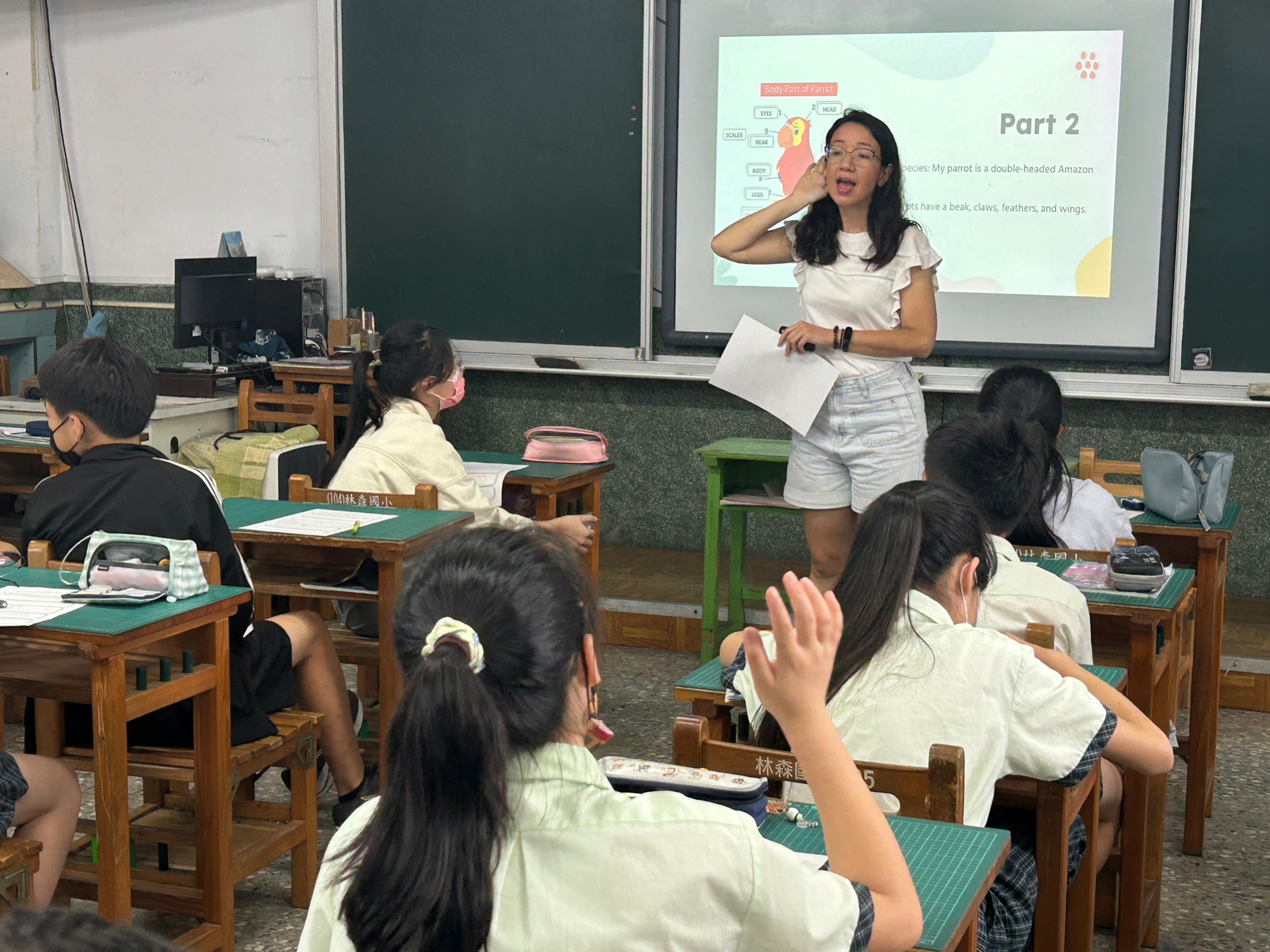 Teacher is giving the instruction to students