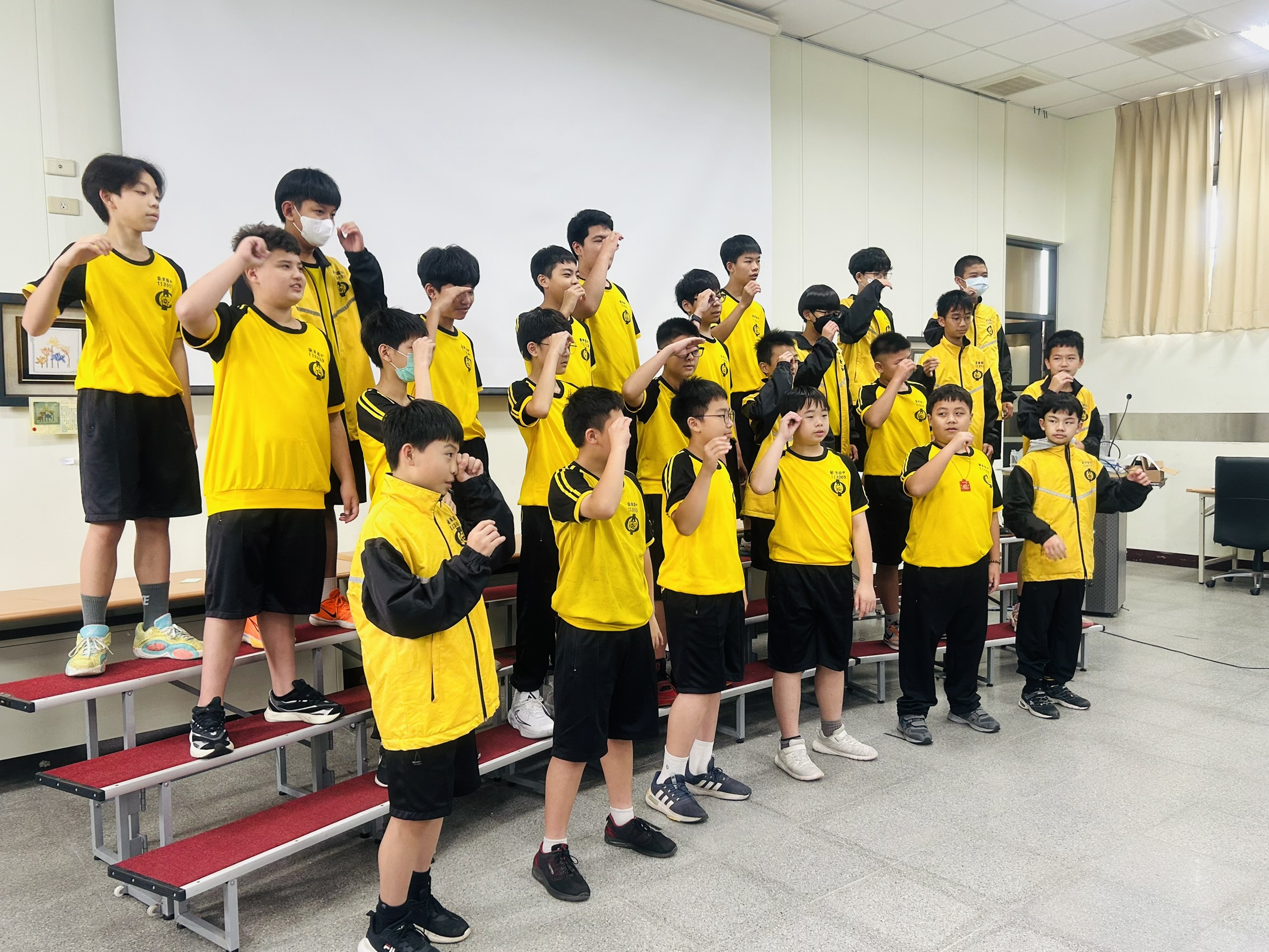 Students rehearse their stage positions