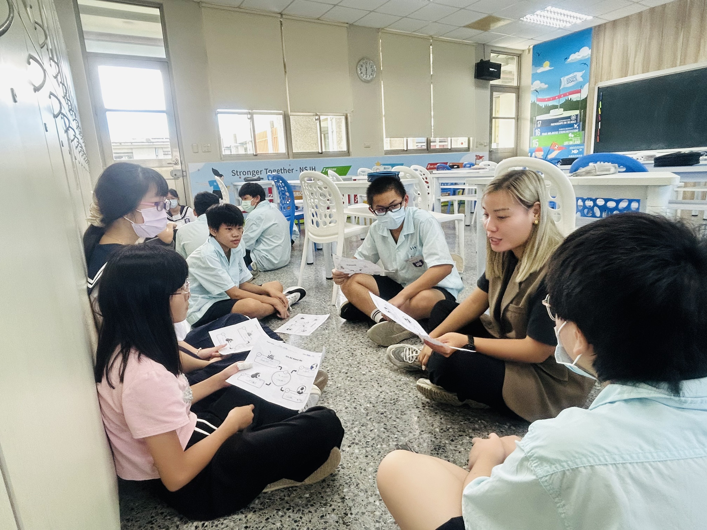 Students practiced in groups