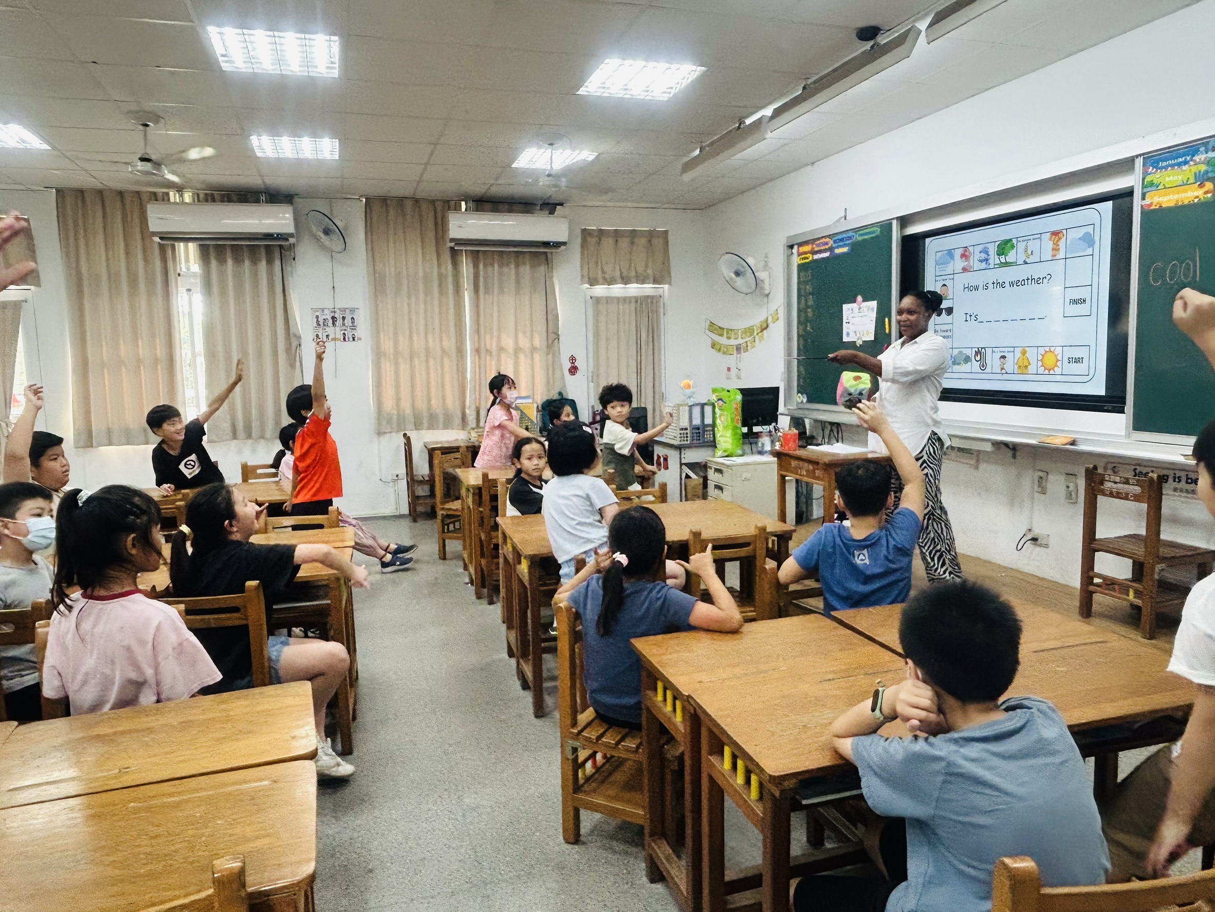 Students play a board game