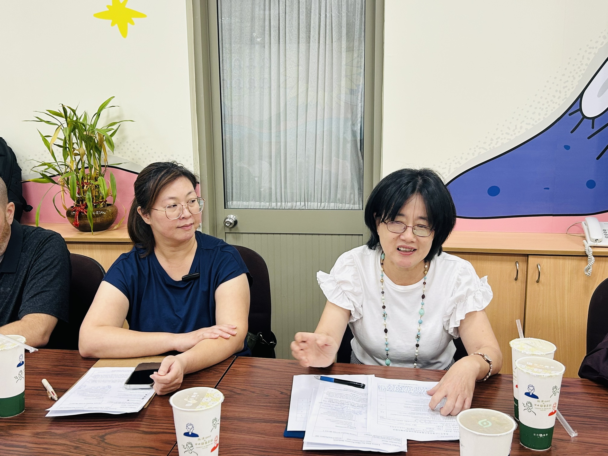 The professor gives feedback