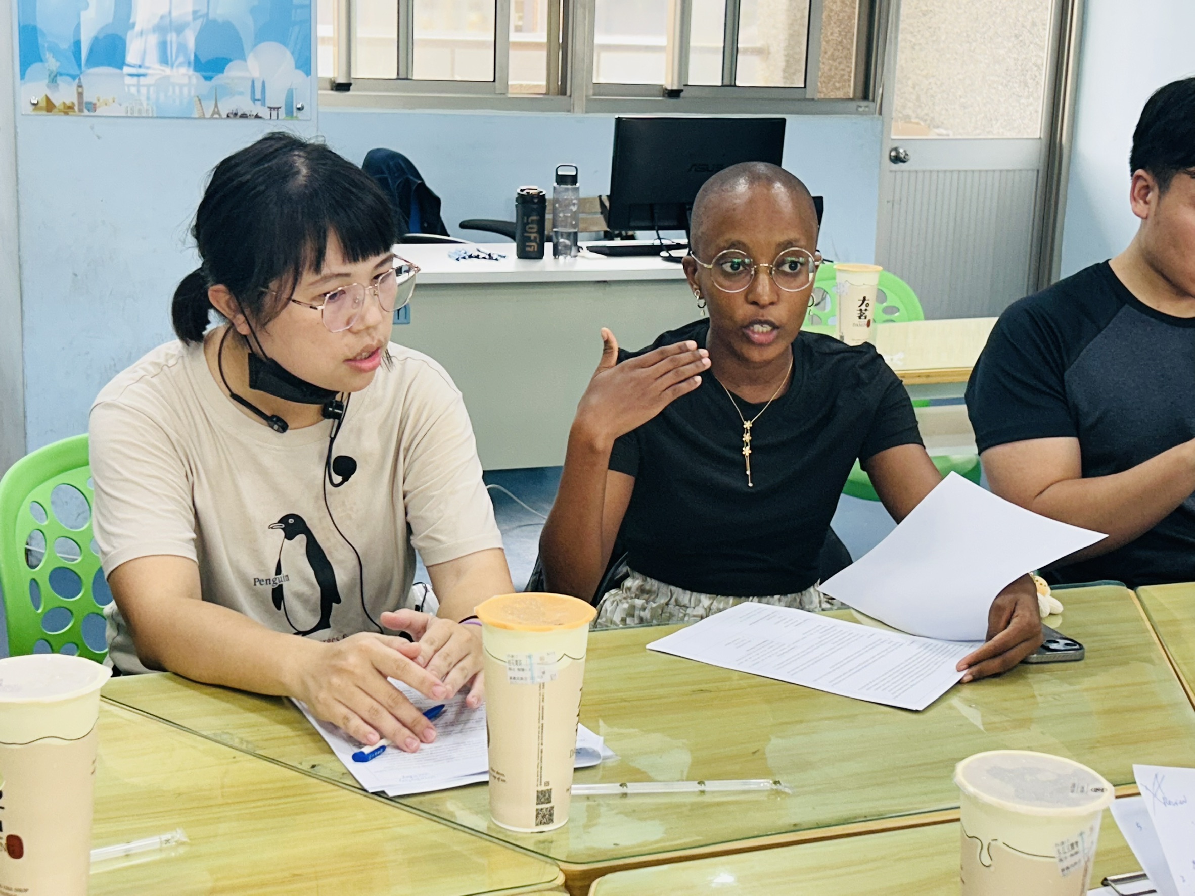 The teacher explains the lesson plan