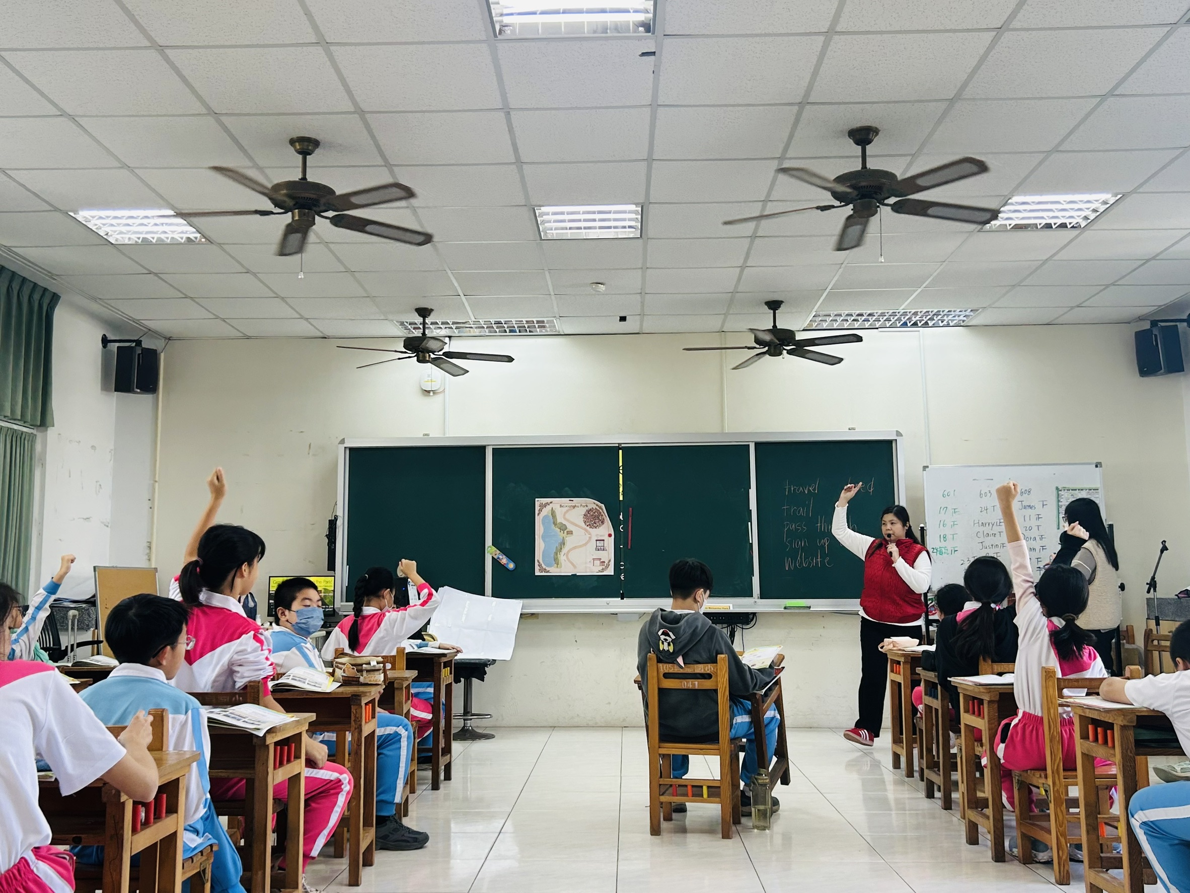 Students answer the teacher's question