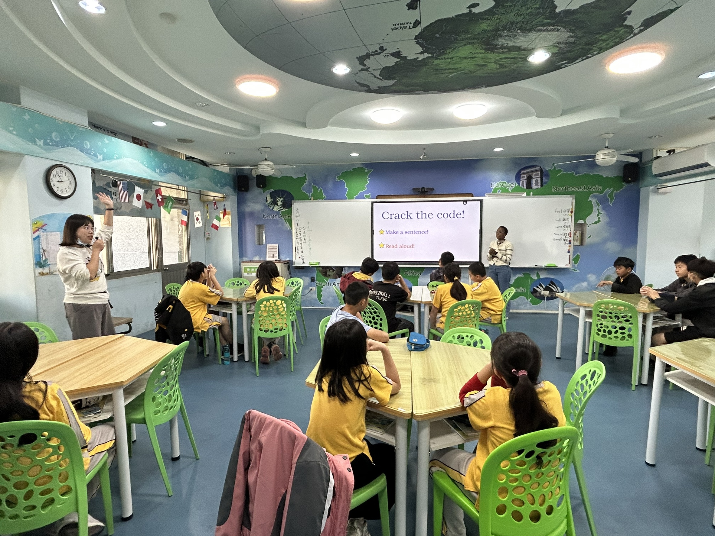 The teacher explains the text