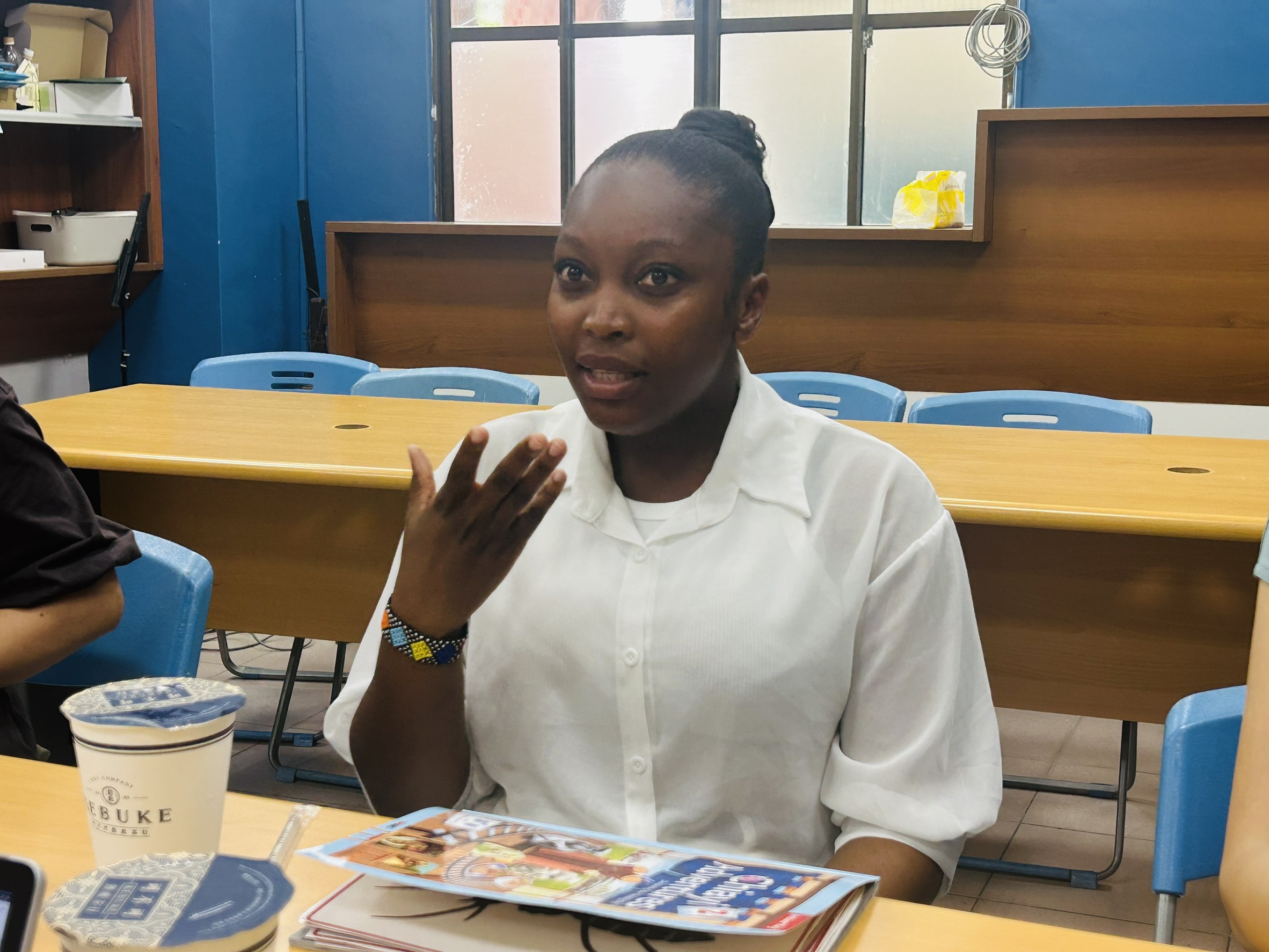 The teacher explains the lesson plan