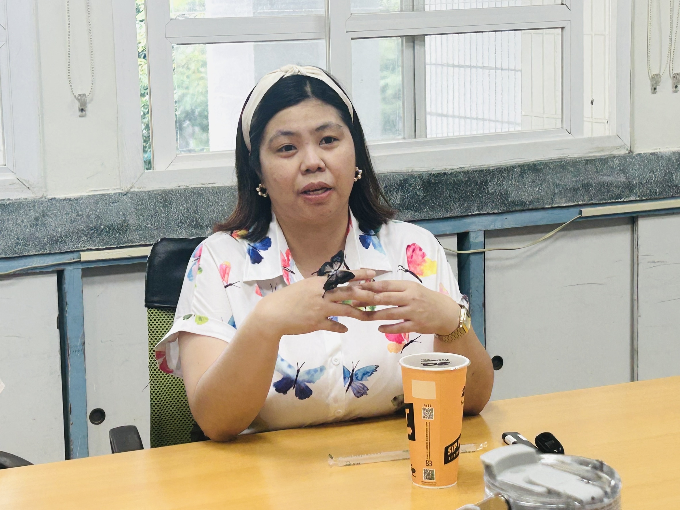 The teacher explains the lesson plan